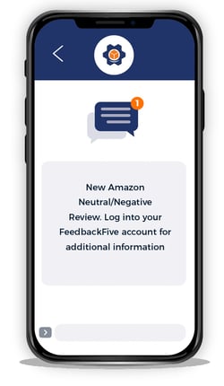 Illustration of FeedbackFive mobile review alert on smartphone screen