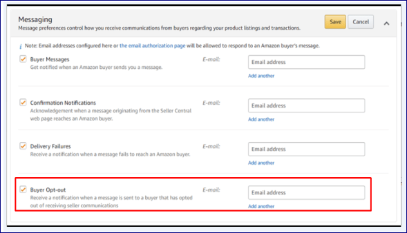 Buyer opt-out messaging settings in Amazon Seller Central