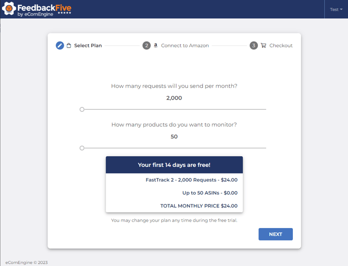 FeedbackFive plan selection page