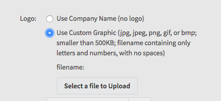 Upload logo option on the FeedbackFive Wizard template