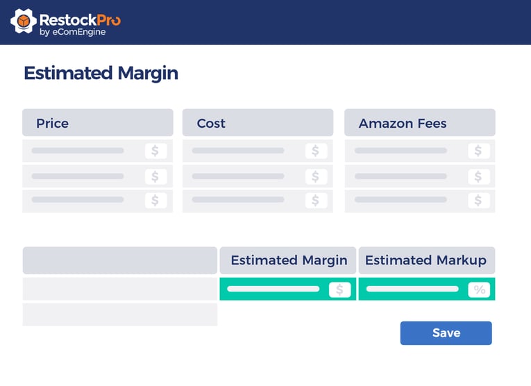 Estimated margin view in RestockPro