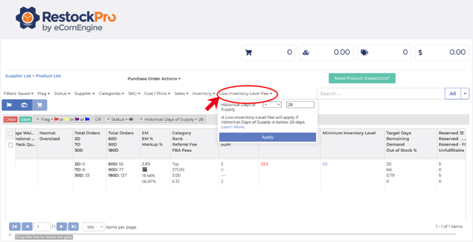 restock-suggestions-low-inventory-level-fee-filter
