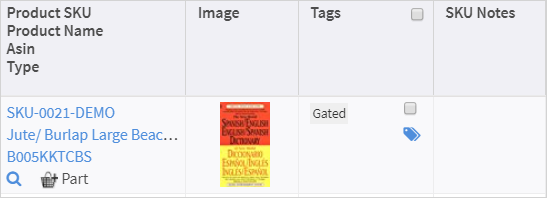 Product information table in RestockPro with text, "Gated"