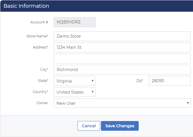 Basic store information settings window in RestockPro