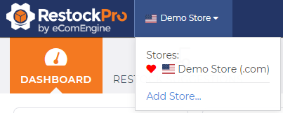 Store switcher dropdown in RestockPro