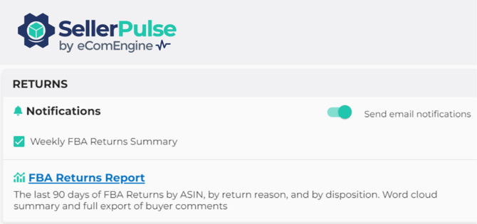 Returns notifications settings in SellerPulse