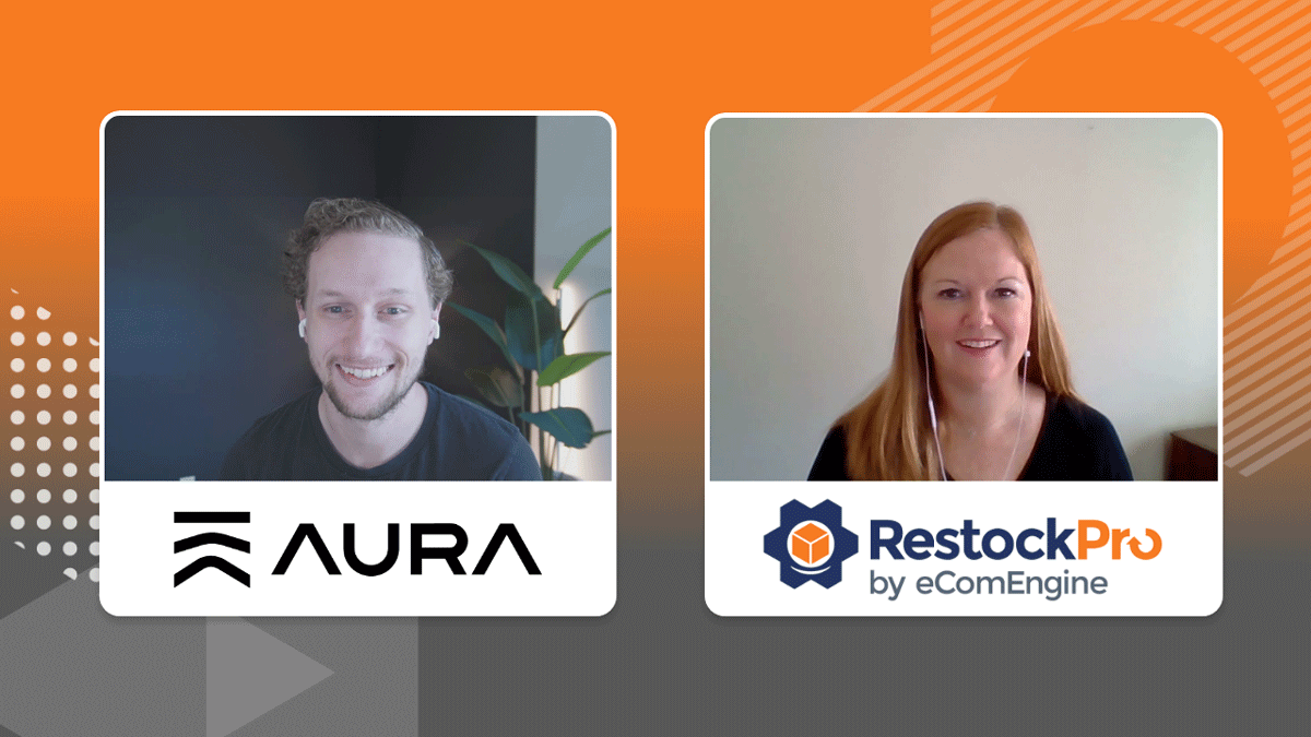 Image of presenters with Aura and RestockPro by eComEngine logos