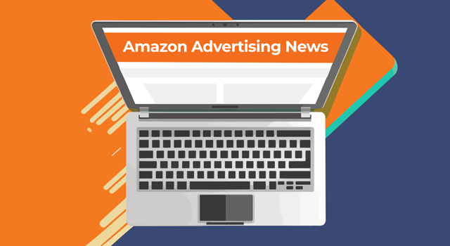 Computer with text, "Amazon advertising news" 