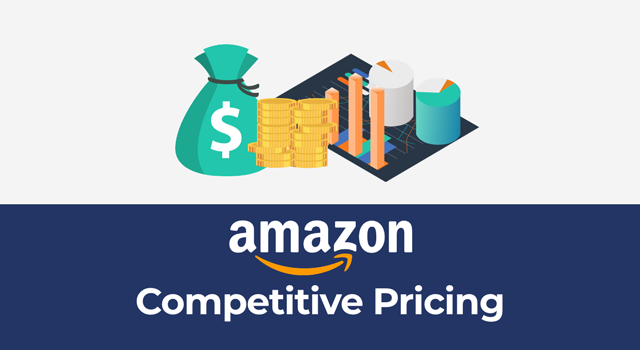 Illustration of money and text, "Amazon competitive pricing"