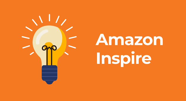 Lightbulb with text, "Amazon Inspire"