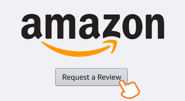 Amazon logo above a button that contains text, "Request a Review"
