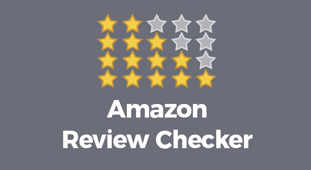 Stack of four rows of stars with text, "Amazon review checker"