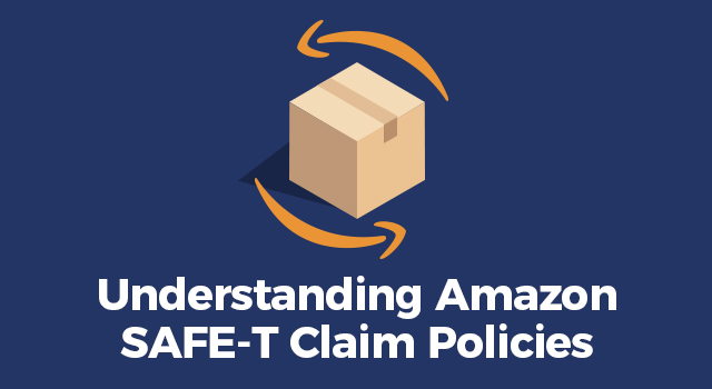 Box surrounded by Amazon logos with text, "Understanding Amazon SAFE-T claim policies"