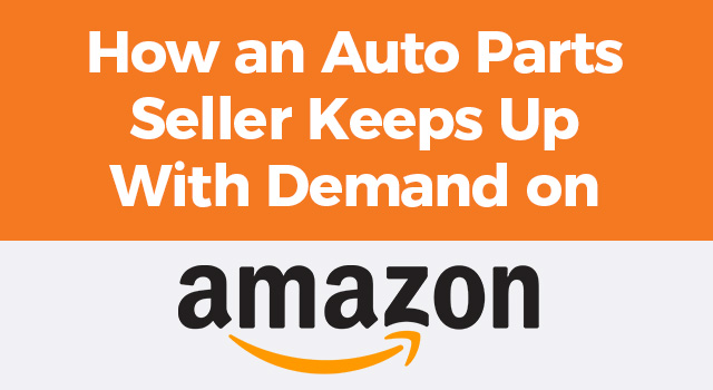 Amazon logo with text, "How an auto parts seller keeps up with demand on Amazon"