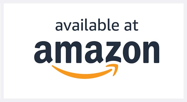 Available at Amazon badge on a white background