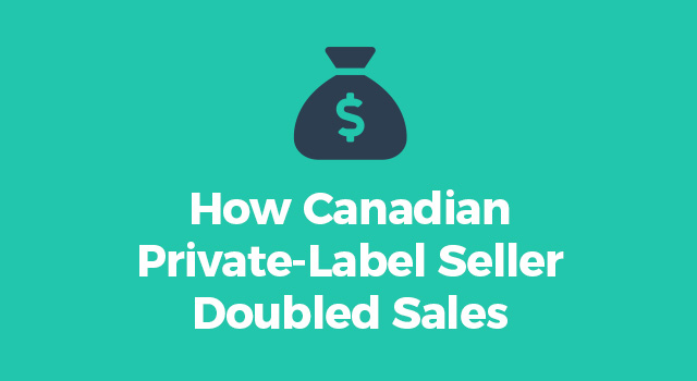 Illustration of money bag with text, "How a Canadian private-label seller doubled sales"