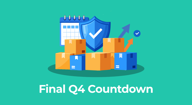 Illustration of stacked boxes, a shield, a calendar, and an upward arrow with the text ‘Final Q4 Countdown