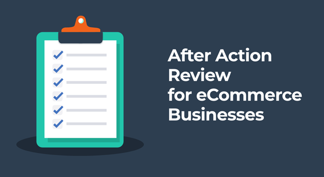 Illustration of checklist with text, "After Action Review for eCommerce Businesses"
