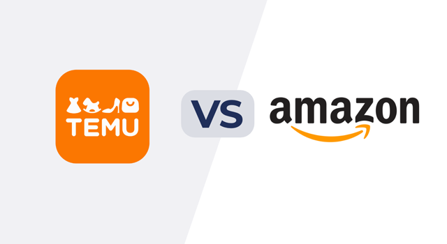 "Temu vs. Amazon" with company logos