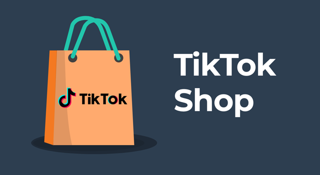 Illustration of shopping bag with TikTok logo and text, "TikTok Shop"