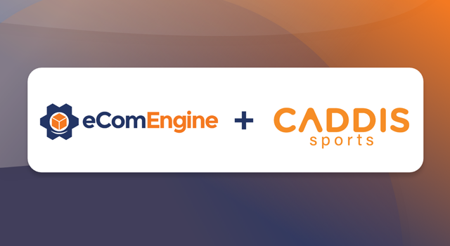 Company logos of eComEngine and Caddis Sports