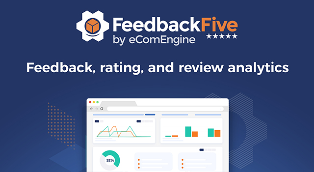 FeedbackFive logo with a screenshot of the software and text "Feedback, rating, and review analytics"