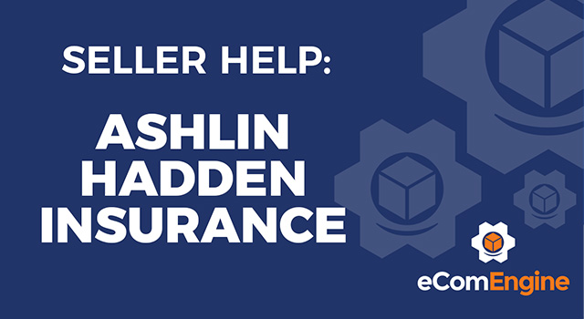 eComEngine logo with text, "Seller Help: Ashlin Hadden Insurance"
