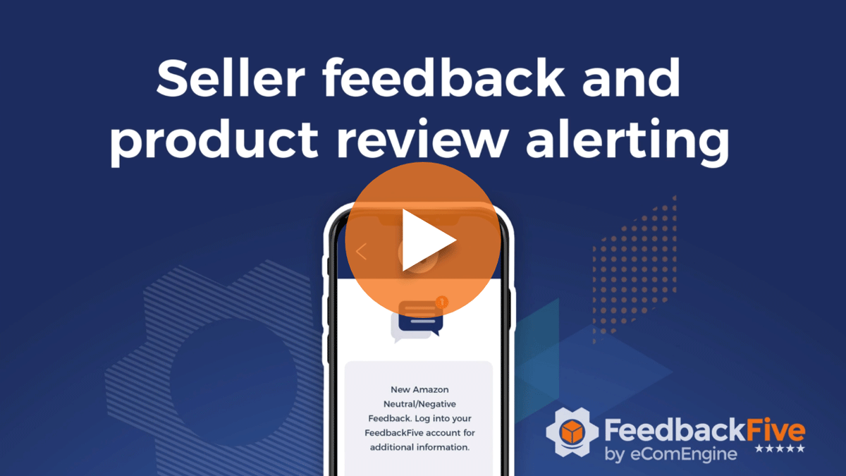 FeedbackFive logo with text, 'Seller feedback and product review alerting'
